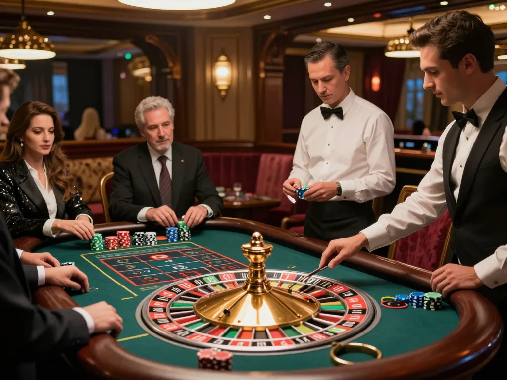 Excited players engaging at the roulette table showcasing the 789win com vibrant casino atmosphere with lively betting.