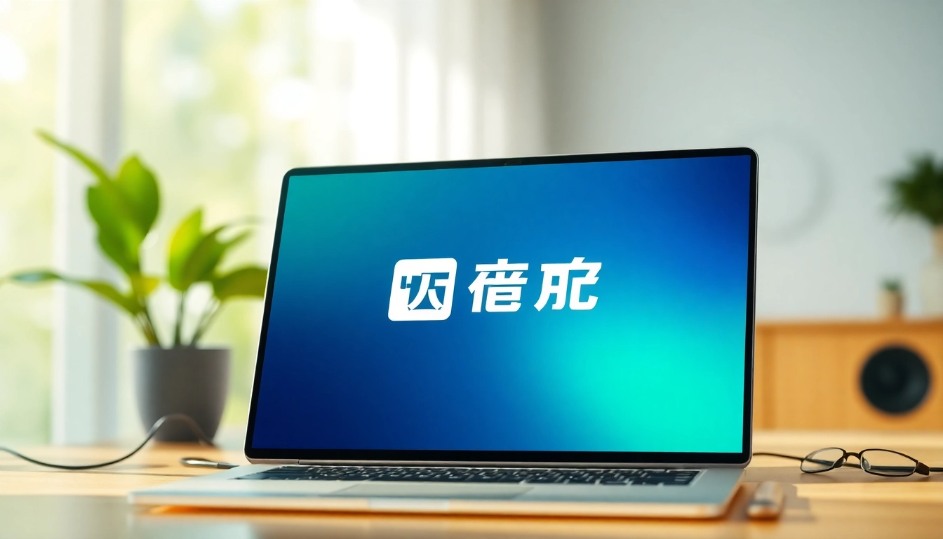 Download the 爱思助手下载 app showcased on a modern device screen in an inviting workspace.
