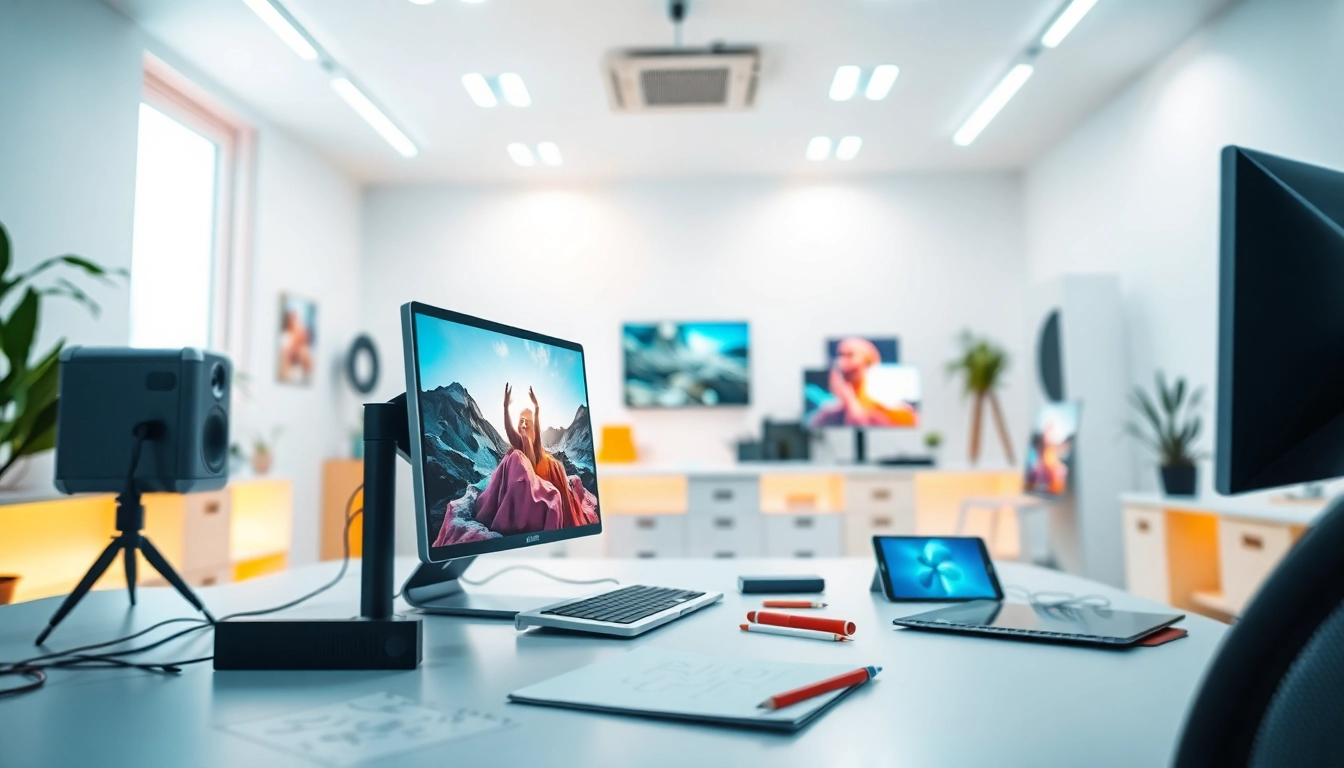 Creating stunning videos with ai video generator in a modern workspace.