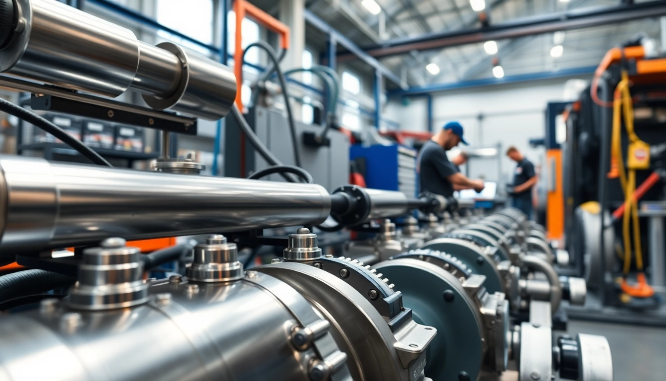 Showcasing industrial hydraulics solutions in action with advanced machinery in a workshop.