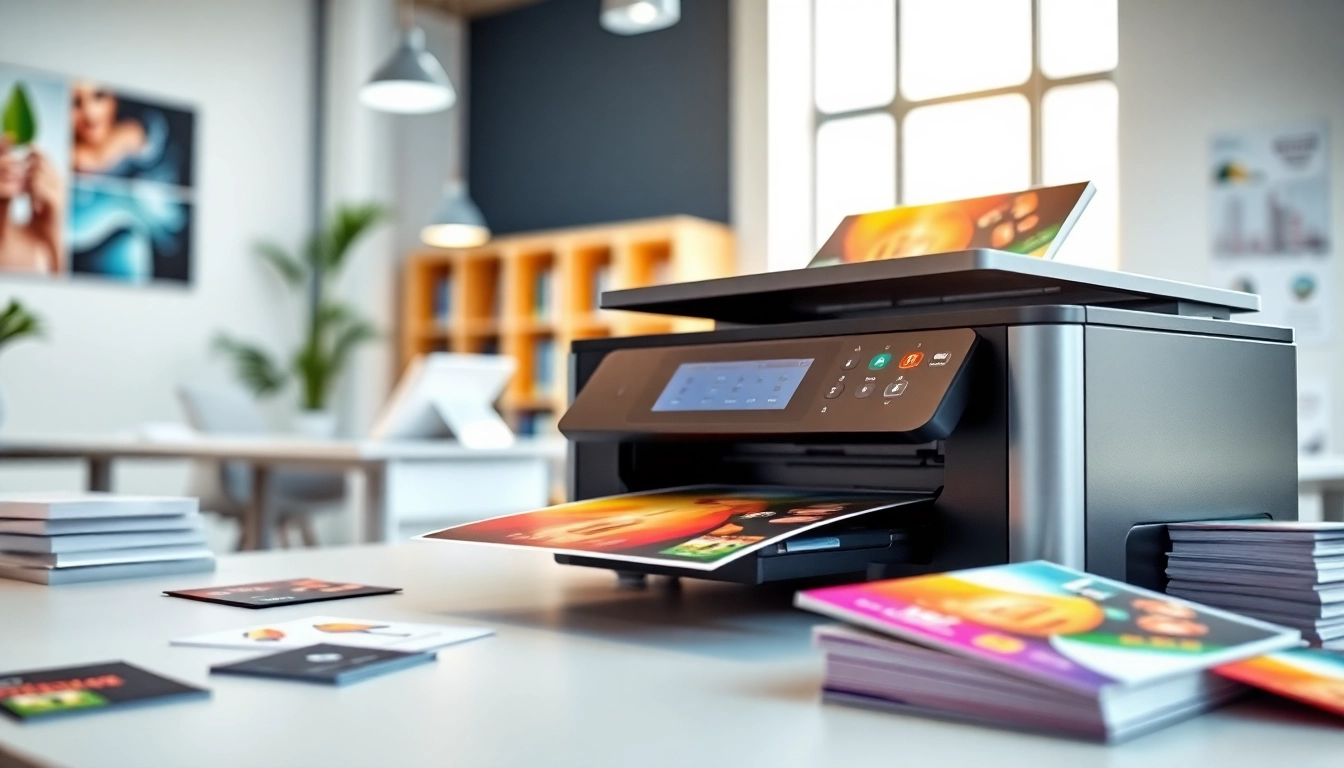 Showcasing budget printing edmonton materials like brochures and business cards in a professional workspace.