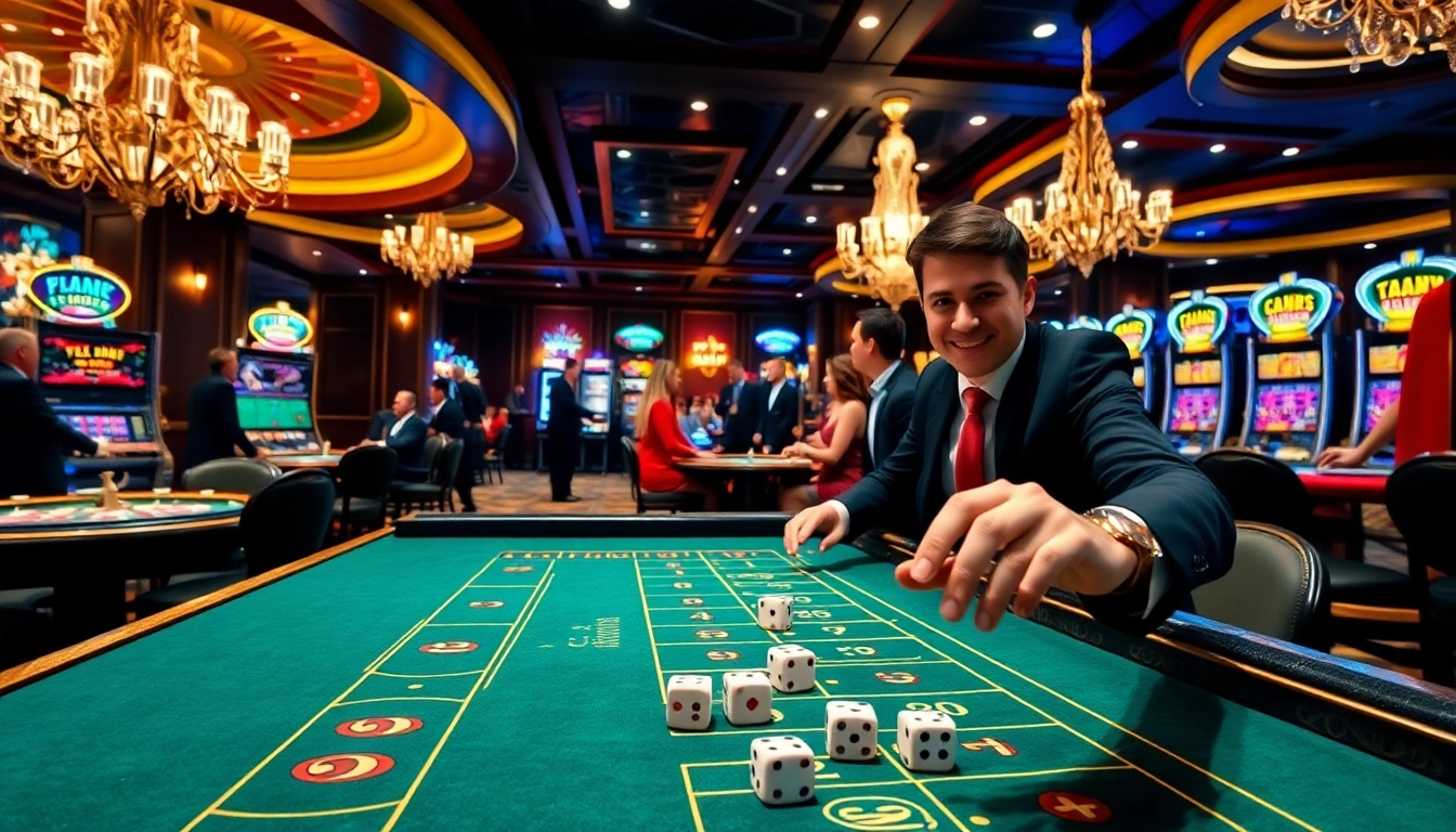 Experience thrilling gameplay at ww88's glamorous casino tables with poker chips and roulette wheels.