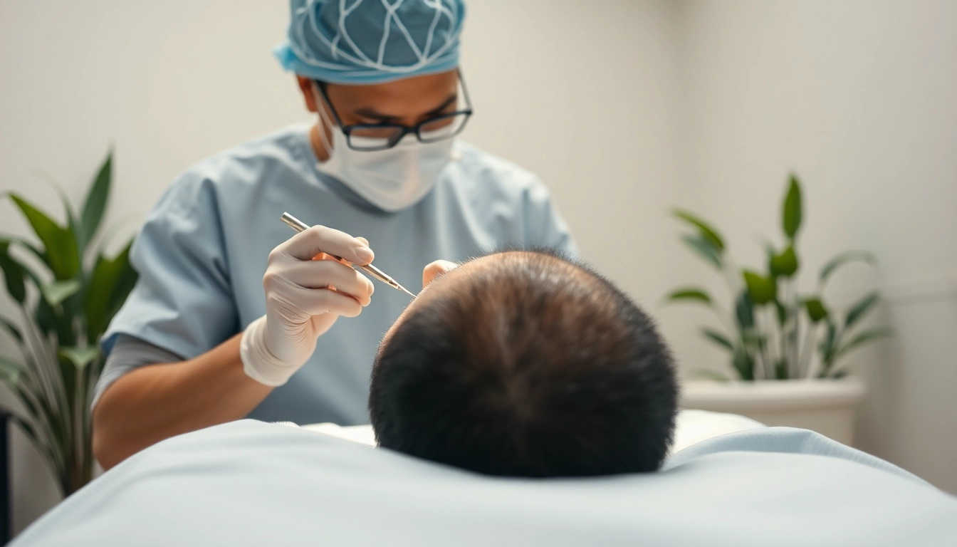 Performing a hair transplant turkey procedure highlighting expertise and care.