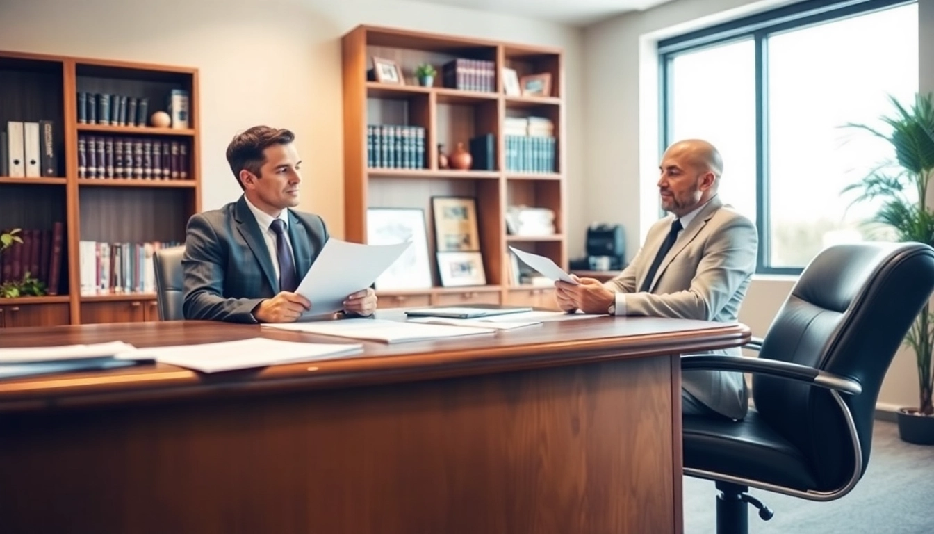 Grand Junction Personal Injury Lawyer consulting a client in a professional law office.