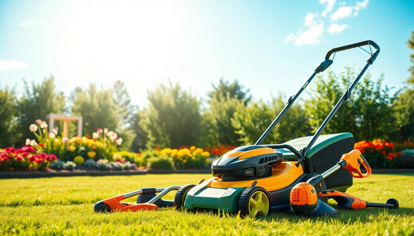NovorikX lawn mower and garden tools in a vibrant outdoor setting, showcasing quality and design.