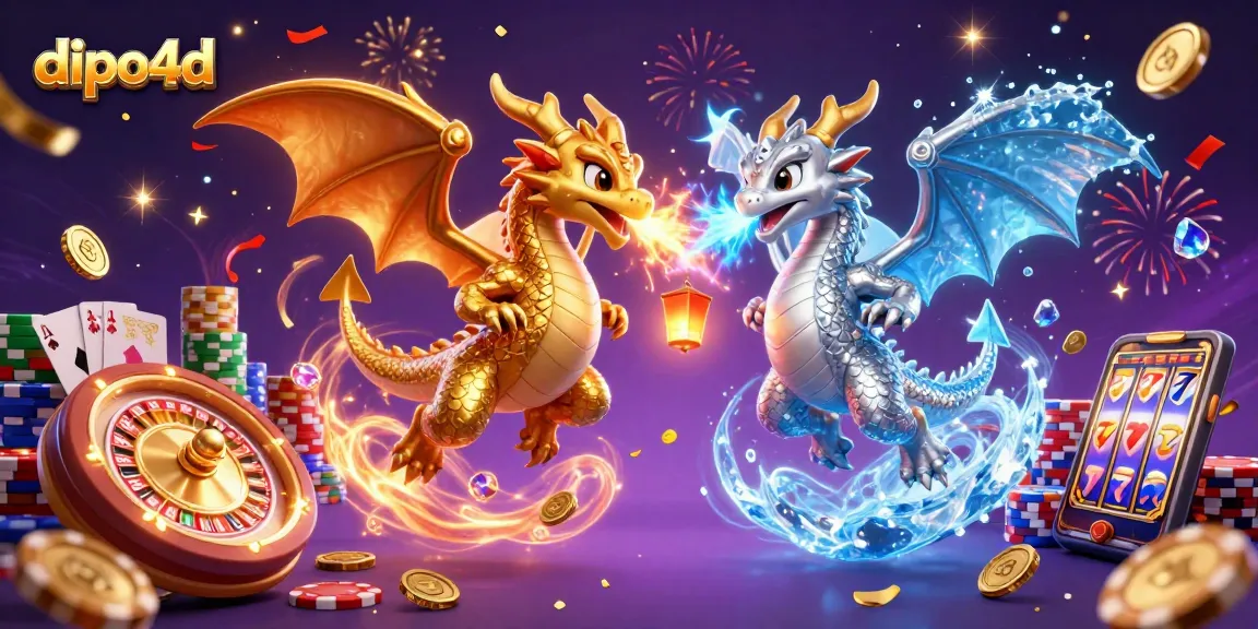 Engage with thrilling dipo4d lottery gameplay featuring vibrant energy, golden coins, and dynamic dragons.