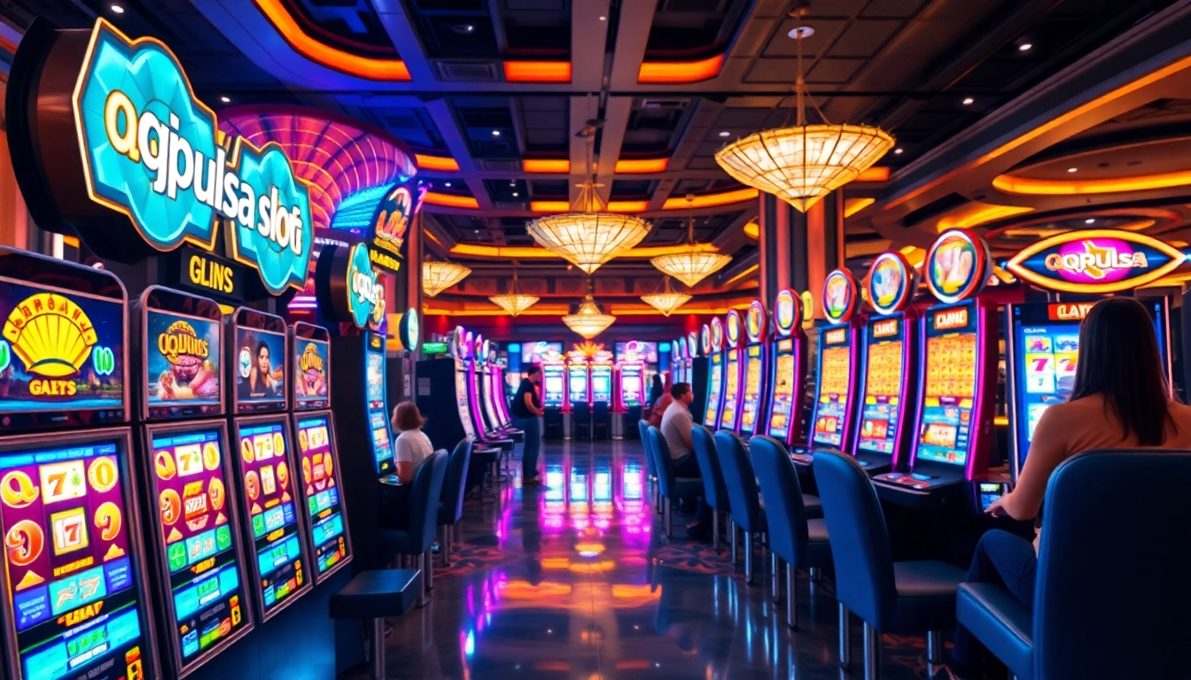 Jelajahi pengalaman qqpulsa Slot yang mendebarkan dengan mesin slot warna-warni dan suasana kasino yang energik.