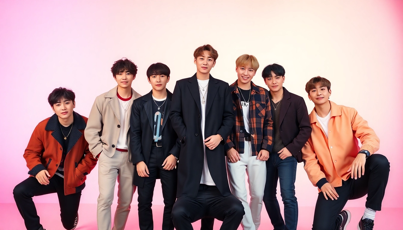 Dynamic portrait of BTS members showcasing their unique styles and personalities.