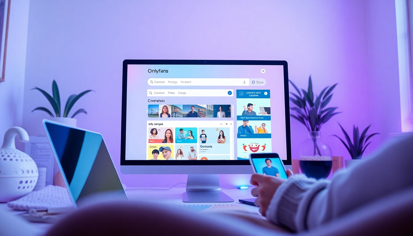 Tools to search OnlyFans creators displayed on a sleek digital interface with vibrant colors.