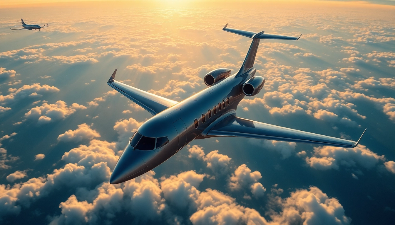 Experience luxury travel with a private jet from https://flymarquis.com against a stunning sunset backdrop.