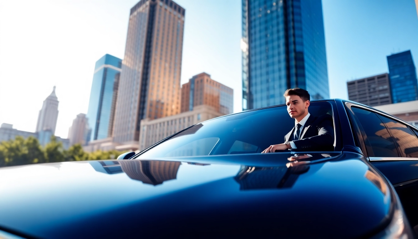 Experience high-quality chauffeur service nyc with a sleek black sedan in an upscale NYC setting.