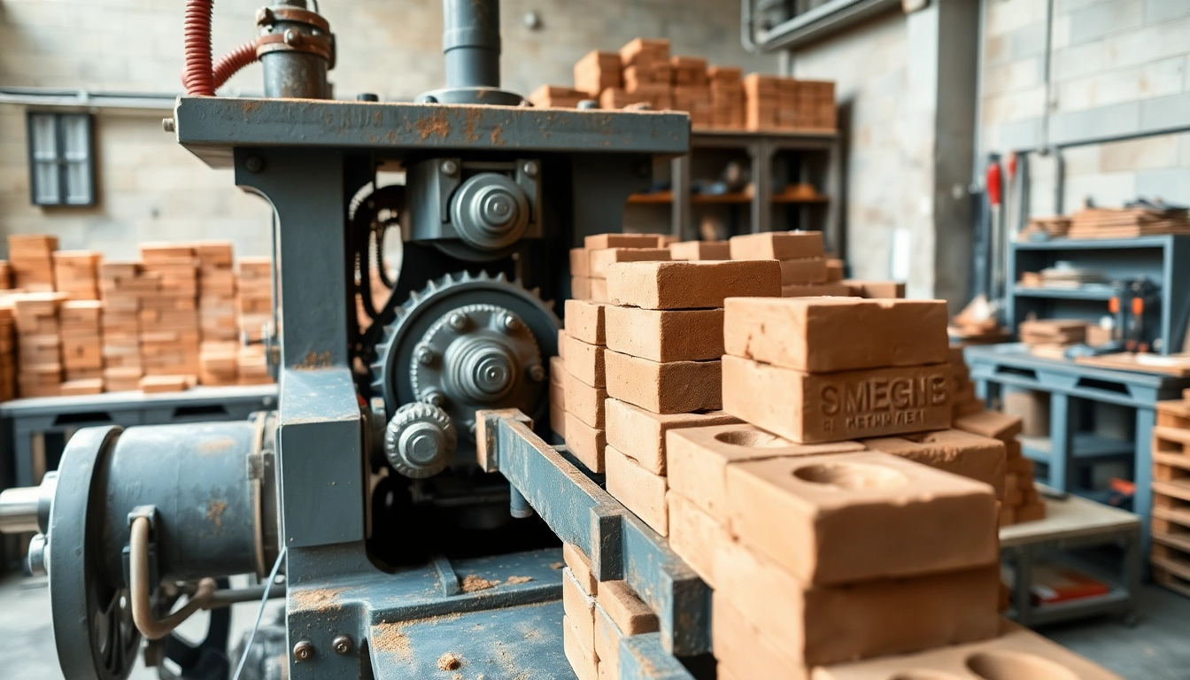 Clay Brick Making Machine working efficiently to produce high-quality bricks in an industrial workshop.