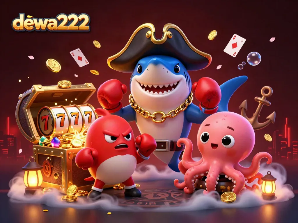 Join the fun at dewa222, featuring exciting gambling action with a playful pirate theme and treasure!
