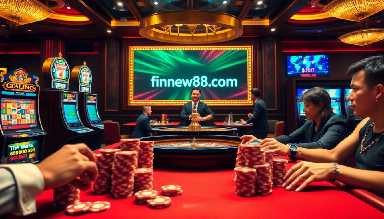 Experience the thrilling excitement of gambling at https://fnew88.com/ with luxurious casino scenes.