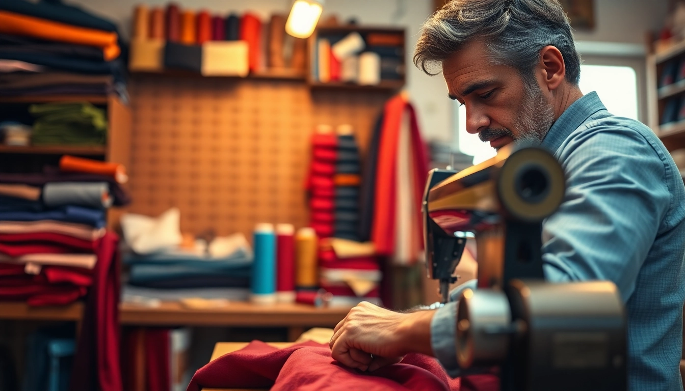 Tailor shop Nashville showcasing a skilled tailor focused on crafting garments.