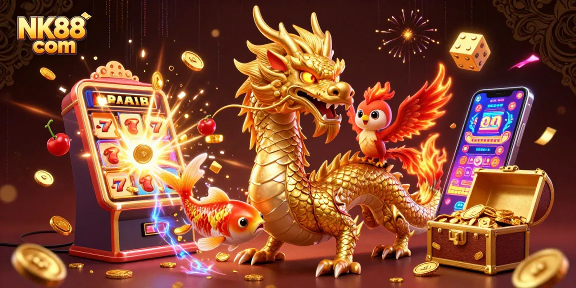 Engage with captivating slots and live games on NK88 com as golden koi leaps through coins.