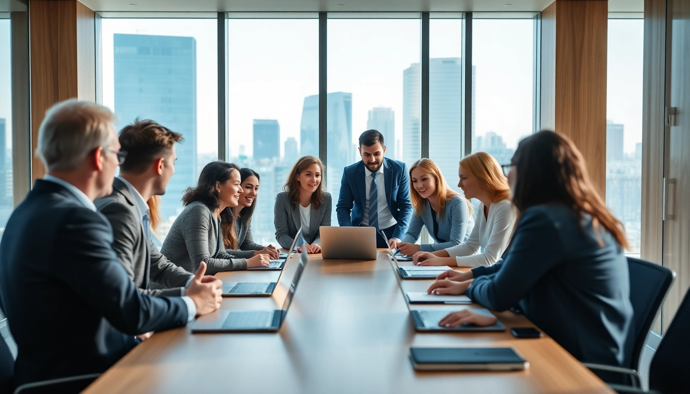 Engaged professionals in a business meeting discussing strategies and ideas