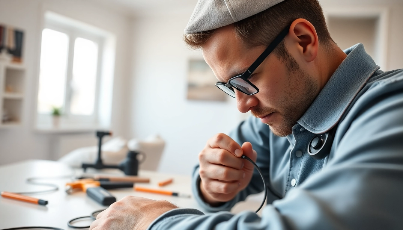 Residential electrician Burnaby demonstrating expertise during electrical installation.