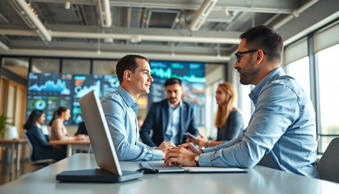 Engaging enterprise ai assistant facilitating collaboration in a modern office.