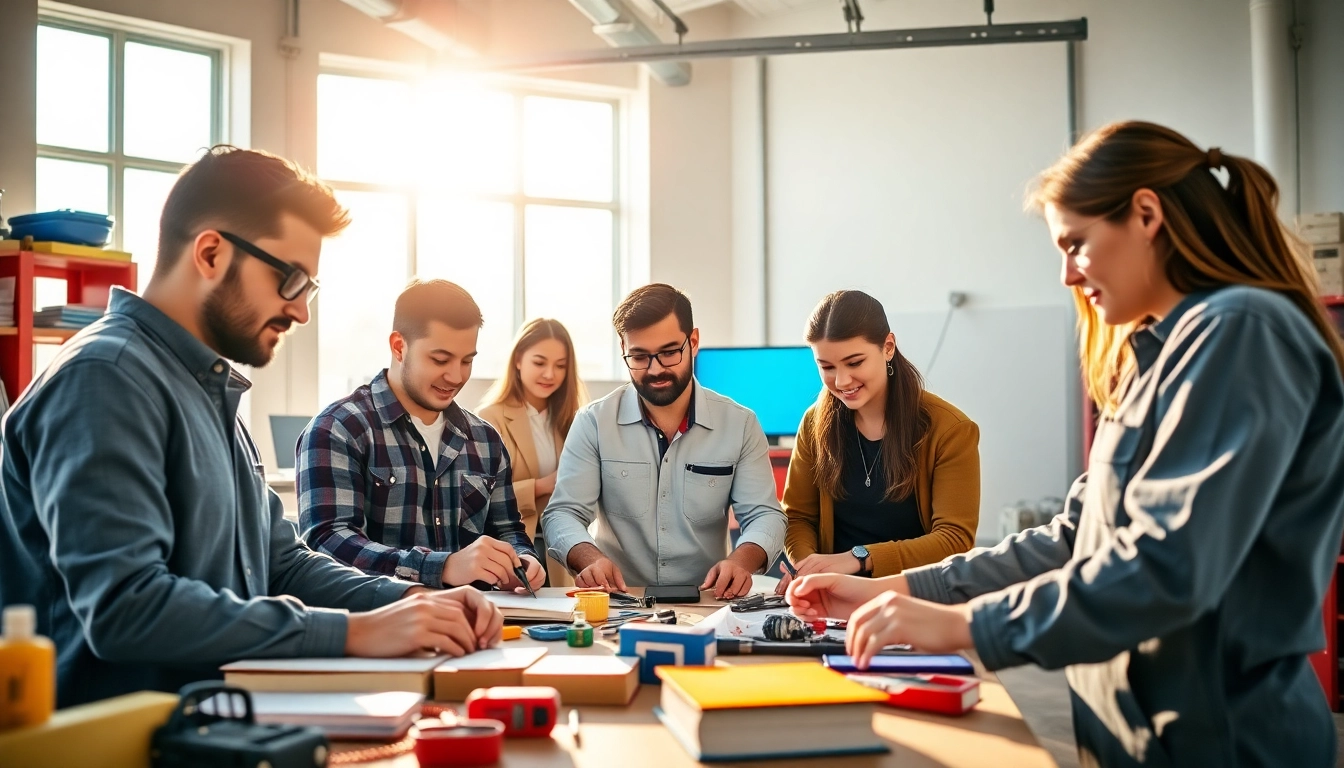 Students learning in trade schools in Southern California, enhancing their skills in a bright, collaborative environment.