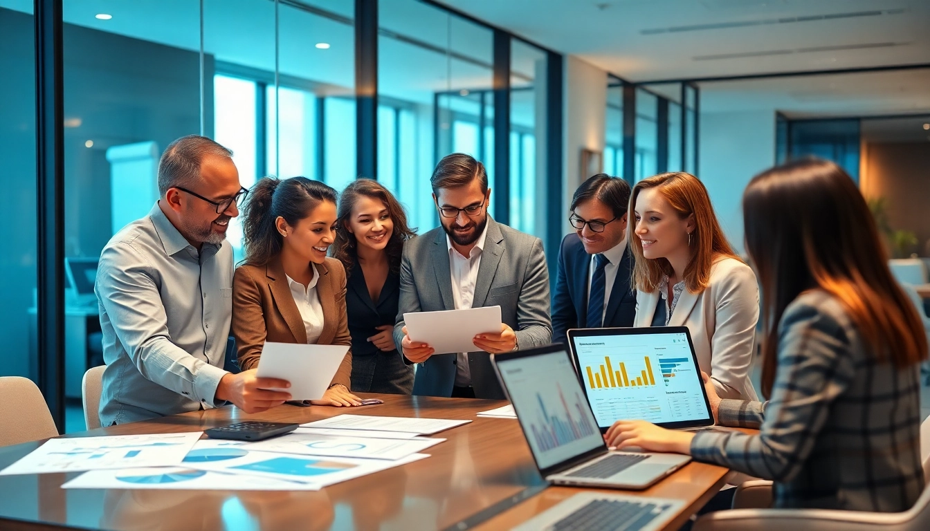 Analyzing competitor pricing strategies in a modern office setting with diverse professionals.