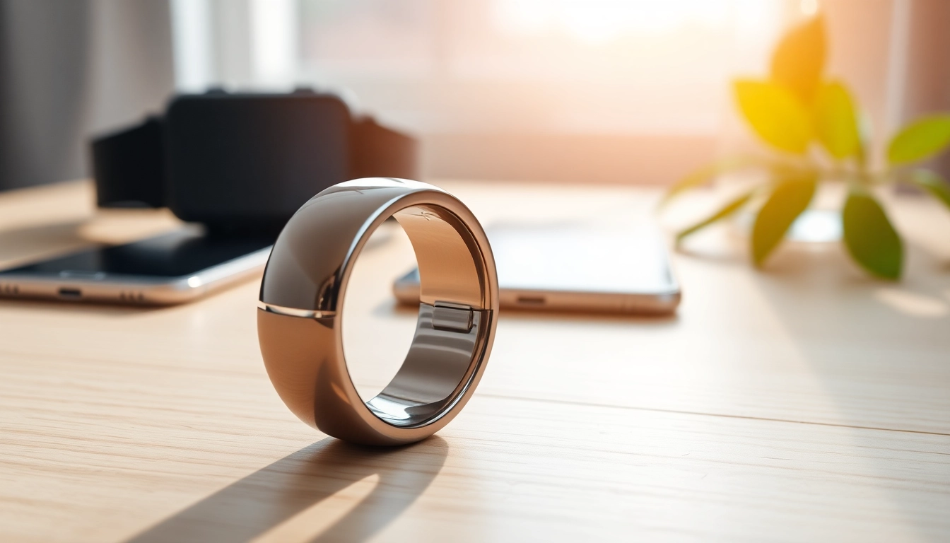 Showcase the innovative Ringconn smart ring designed for health tracking with modern features.