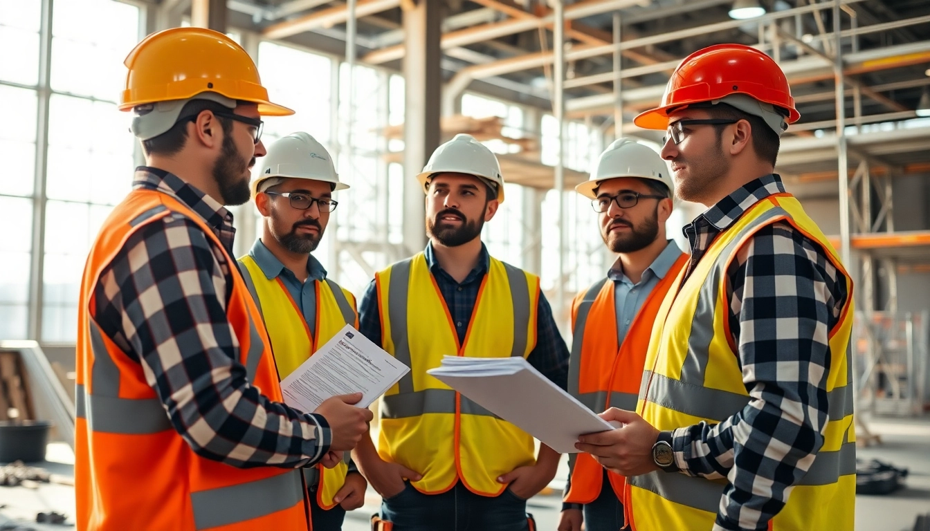 Construction safety training in action with workers, highlighting engaged teamwork and safety practices.