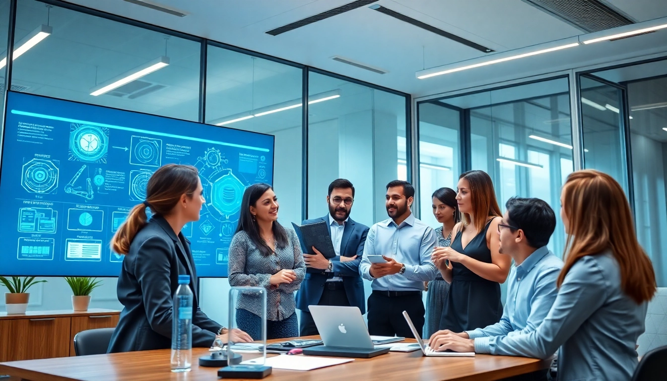 Engaged team collaborating at an AI automation agency in UK, showcasing digital strategies.
