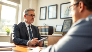 Consulting with a Maryland workers' compensation lawyer at https://www.steinhardtlawfirm.com in a professional office.