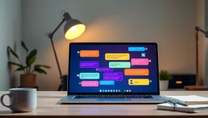 Engaging free ai chat conversation on a laptop showcasing dynamic interactions.