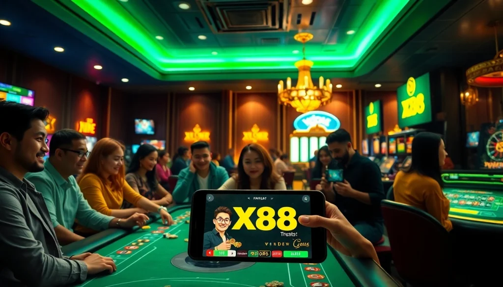 Experience excitement and trust with XX88's online gambling platform, featuring vibrant games and happy players.