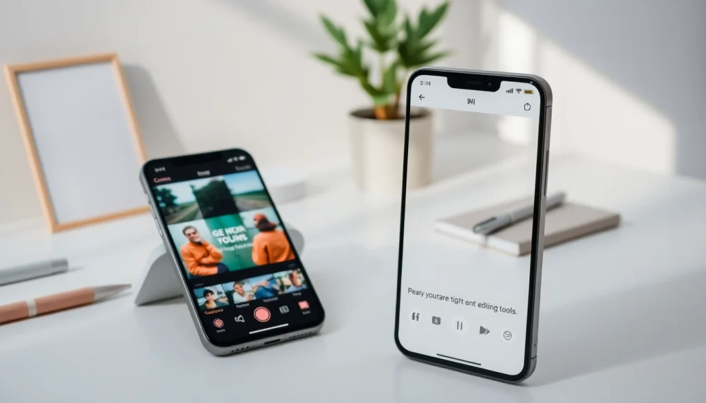 Download 美图秀秀下载 with a smartphone displayed in an elegant workspace, highlighting its editing features.