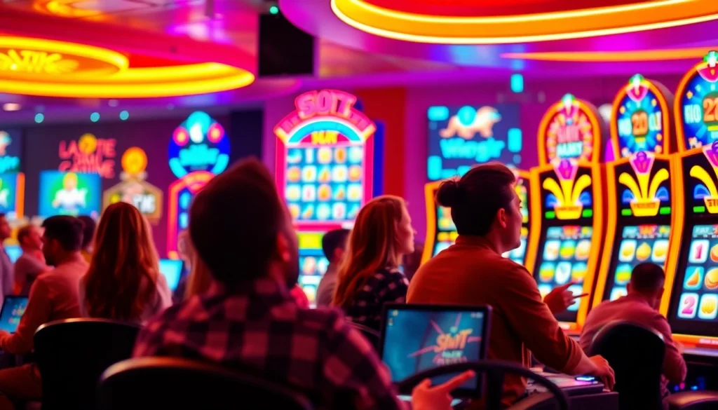 Engaging players enjoying online slots at https://152.42.170.247 with vibrant graphics and an energetic atmosphere.