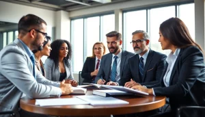 Law consultation at https://www.davidhardawaylaw.com with attorneys planning strategies in a bright office.