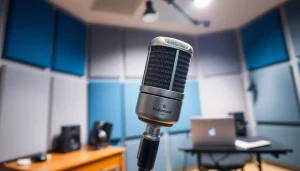 Capture MV88 microphone in a vibrant studio, showcasing its sleek design and professional use.