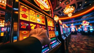 Menangkan hadiah besar di luxury777 slot dengan mesin slot mewah dan latar belakang kasino yang glamor.