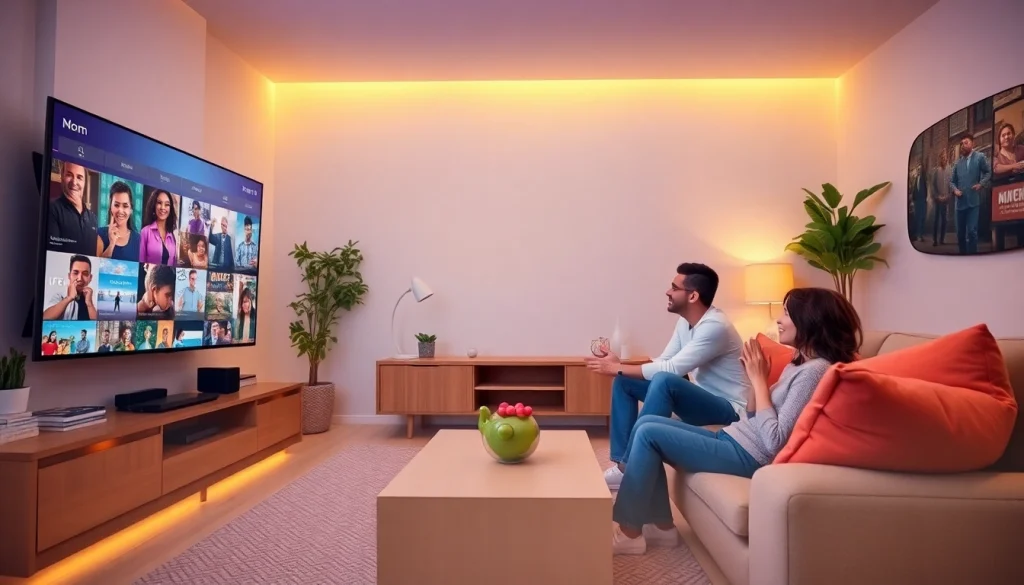 Family enjoying the Mom IPTV service while streaming their favorite shows in a cozy living room.