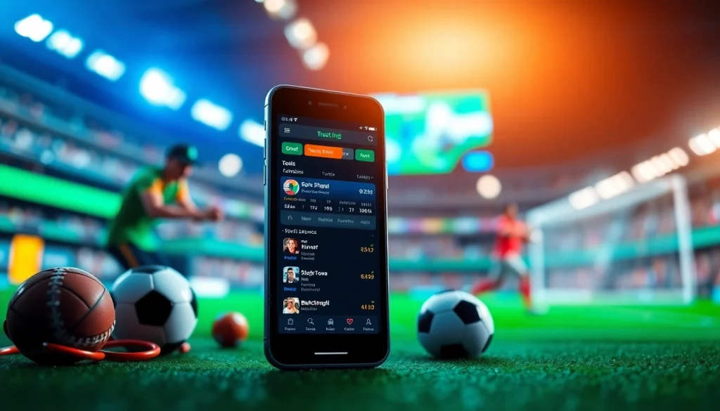 Showcasing the best sports betting apps in India amidst vibrant sports graphics and modern design.