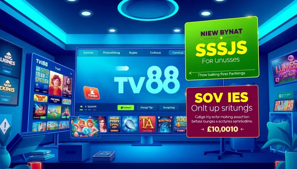 TV88 online gambling platform interface showcasing user-friendly design and exciting promotions.