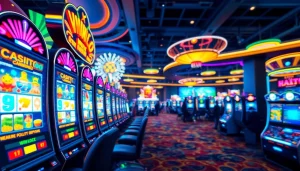 Menggambarkan pengalaman bermain di koi800 dengan slot yang berputar dan suasana kasino yang meriah.