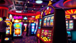 Permainan lipat4d slot menonjol dengan desain mesin yang menarik dan suasana kasino yang hidup.