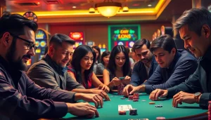 Menangkan permainan kartu dalam Domino88 poker game dengan suasana kasino yang bersemangat.