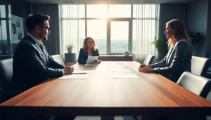 Engaging legal consultation at https://www.mainorellis.com, showcasing professional attorneys advising a client.