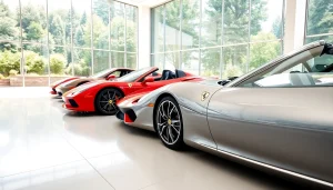 Buy Ferrari Approved vehicles Cape Town featured in a luxurious dealership showcasing elegant models.