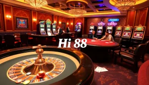 Exciting Hi 88 roulette table with colorful chips and engaged players, exemplifying a thrilling casino atmosphere.