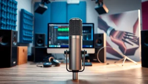 MV88 microphone showcased in a modern audio studio, symbolizing innovation and quality sound recording.