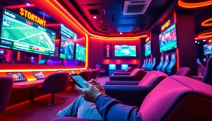 Engaging MV88 mobile app interface in a modern gaming lounge setup