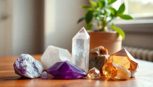 Explore the beauty and diversity of types of crystals with a stunning close-up arrangement.