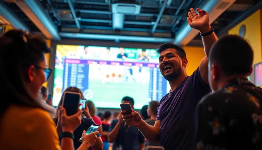 Celebrating winning with best sportsbooks in Brazil at a vibrant sports betting venue.