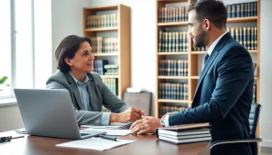 Consultation at https://www.cohanlegal.com with a personal injury attorney in a modern office.